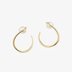 Ruifier 18Ct Yellow Gold Morning Dew Akoya Pearl Hoop Earrings (Pair)^The Alkemistry Store