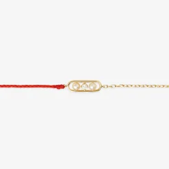 Ruifier 18Ct Yellow Gold Morning Dew Dawn Pearl And Diamond Red Thread And Chain Bracelet^The Alkemistry Shop