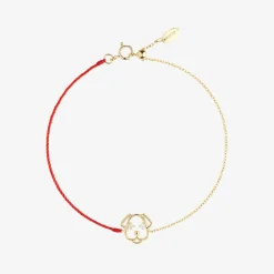 Ruifier 18Ct Yellow Gold Scintilla Dog Red Cord And Chain Bracelet^The Alkemistry Best