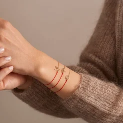 Ruifier 18Ct Yellow Gold Scintilla Dog Red Cord And Chain Bracelet^The Alkemistry Best