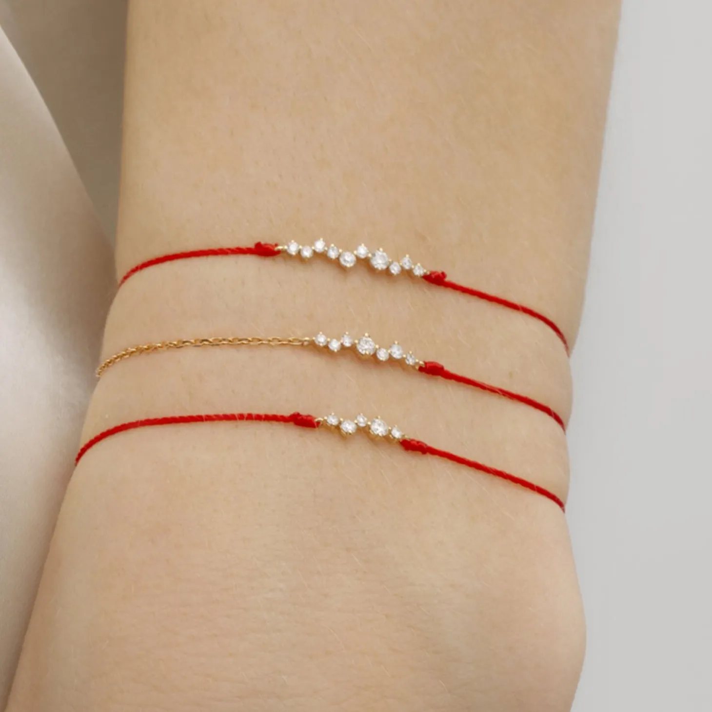 Ruifier 18Ct Yellow Gold Scintilla Deca Ray 10 Diamond Red Cord Bracelet^The Alkemistry Discount