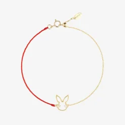 Ruifier 18Ct Yellow Gold Scintilla Rabbit Red Cord And Chain Bracelet^The Alkemistry New
