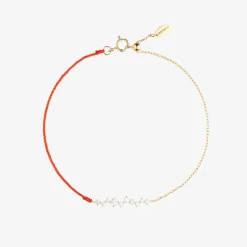 Ruifier 18Ct Yellow Gold Scintilla Deca Ray 10 Diamond Red Cord And Chain Bracelet^The Alkemistry Store