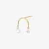 Suncatcher - 18Ct Gold, Arched Rose & Brilliant Cut Diamond Earring (Single)^The Alkemistry Shop