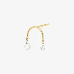 Suncatcher - 18Ct Gold, Arched Rose & Brilliant Cut Diamond Earring (Single)^The Alkemistry Shop
