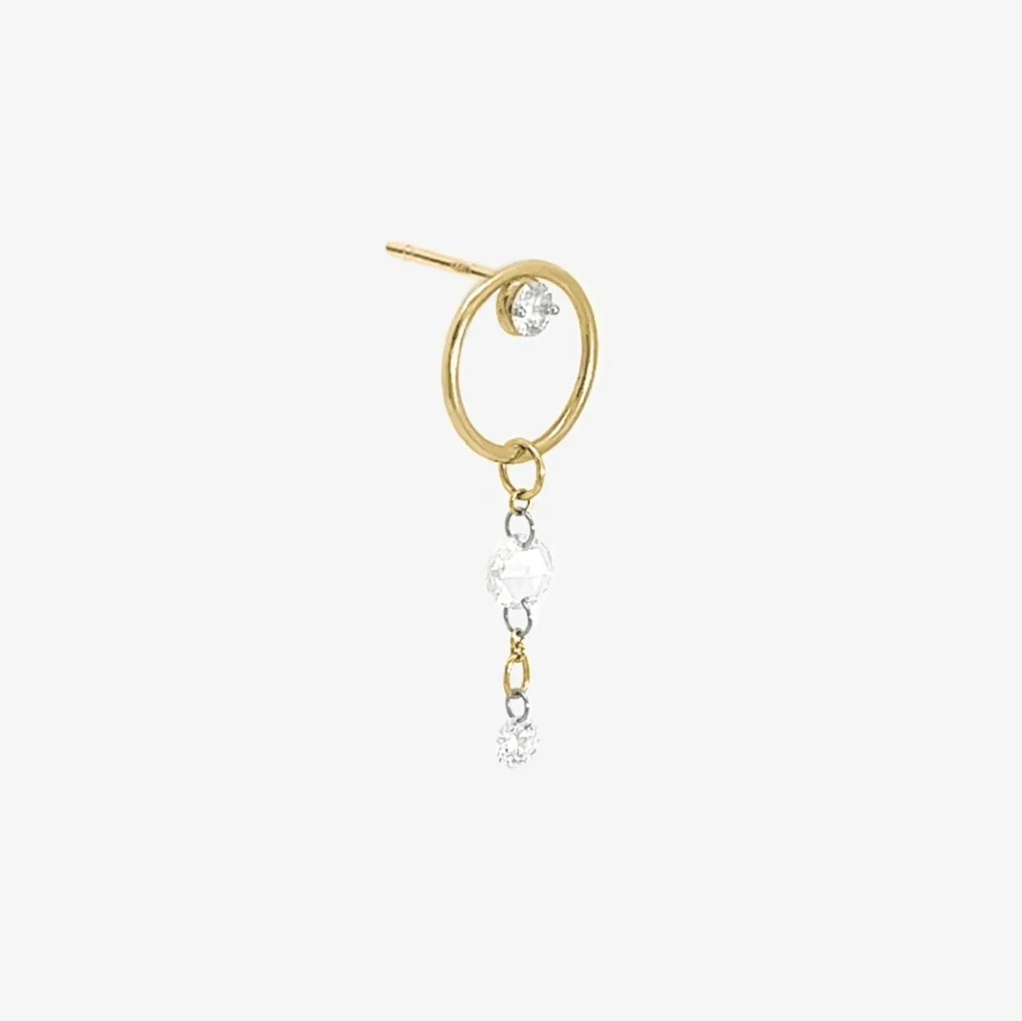 Suncatcher - 18Ct Gold, Double Diamond Drop Earring (Single)^The Alkemistry Best