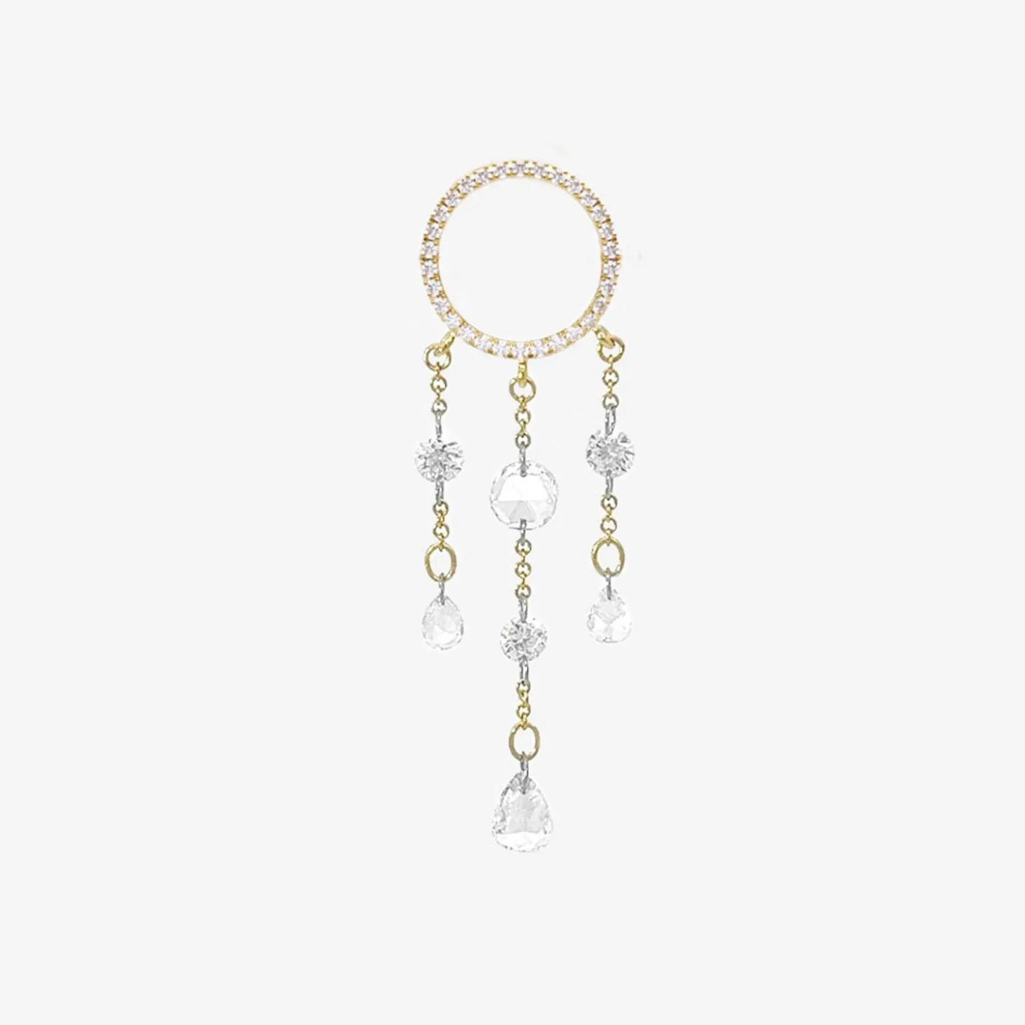 Suncatcher - 18Ct Gold, Large Diamond Pave Chandelier Earring (Single)^The Alkemistry Sale
