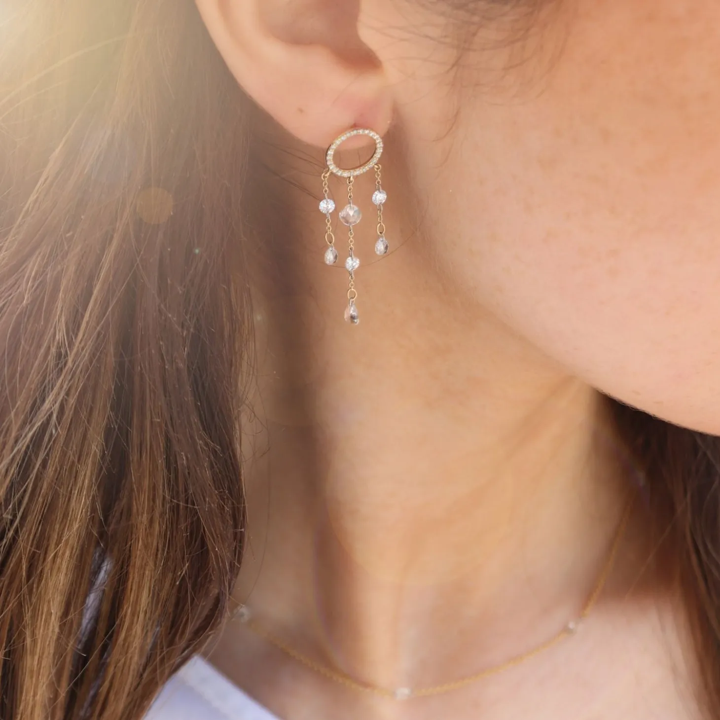 Suncatcher - 18Ct Gold, Large Diamond Pave Chandelier Earring (Single)^The Alkemistry Sale