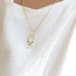 Suncatcher - 18Ct Gold, Pave Pear Triple Pear & Round Drop Necklace^The Alkemistry Clearance