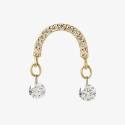 Suncatcher - 18Ct Gold, Pave Arch Double Diamond Earring (Single)^The Alkemistry Outlet