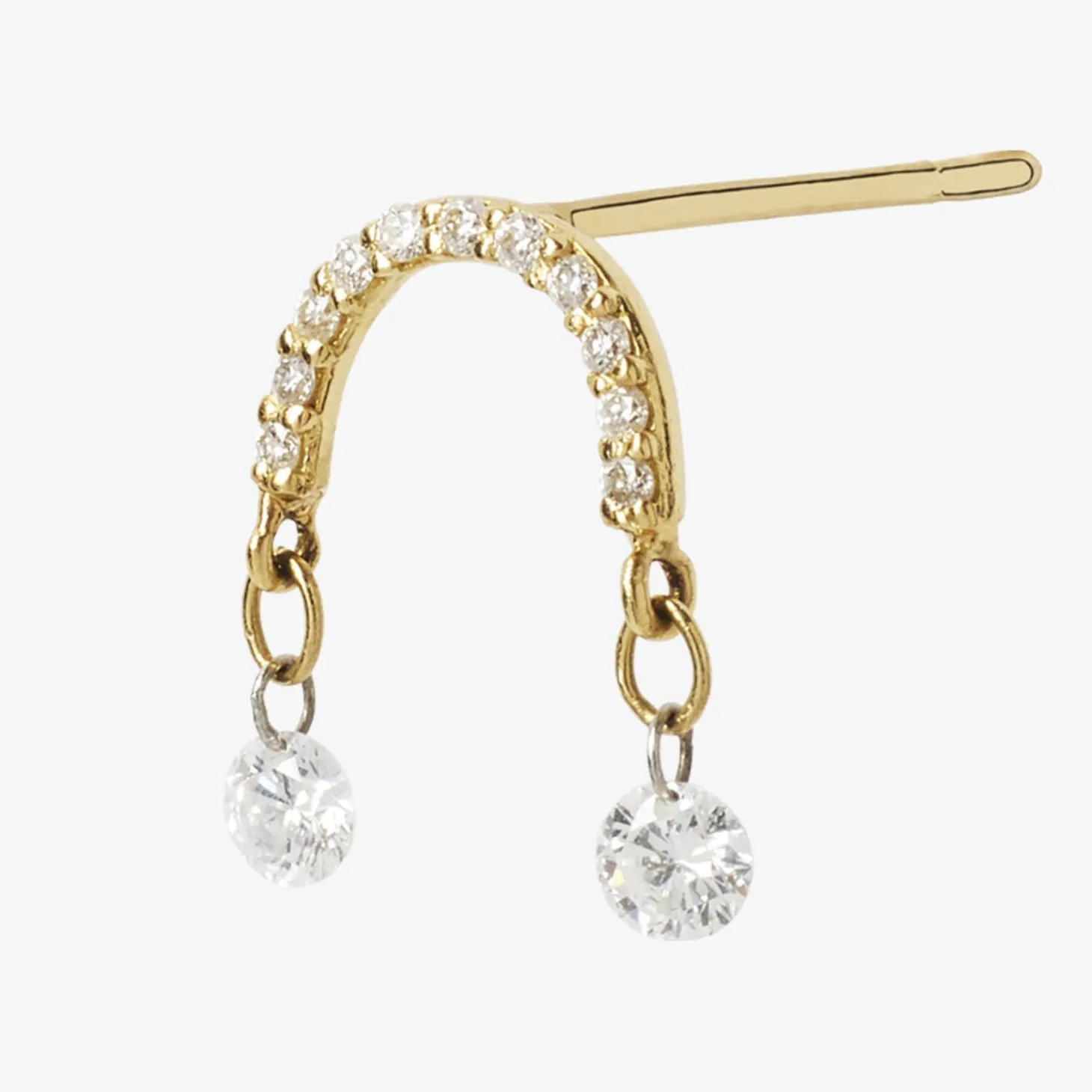 Suncatcher - 18Ct Gold, Pave Arch Double Diamond Earring (Single)^The Alkemistry Outlet