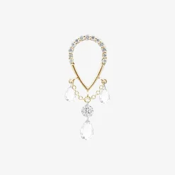 Suncatcher - 18Ct Gold, Pave Pear Triple Pear & Round Drop Earring (Single)^The Alkemistry Clearance