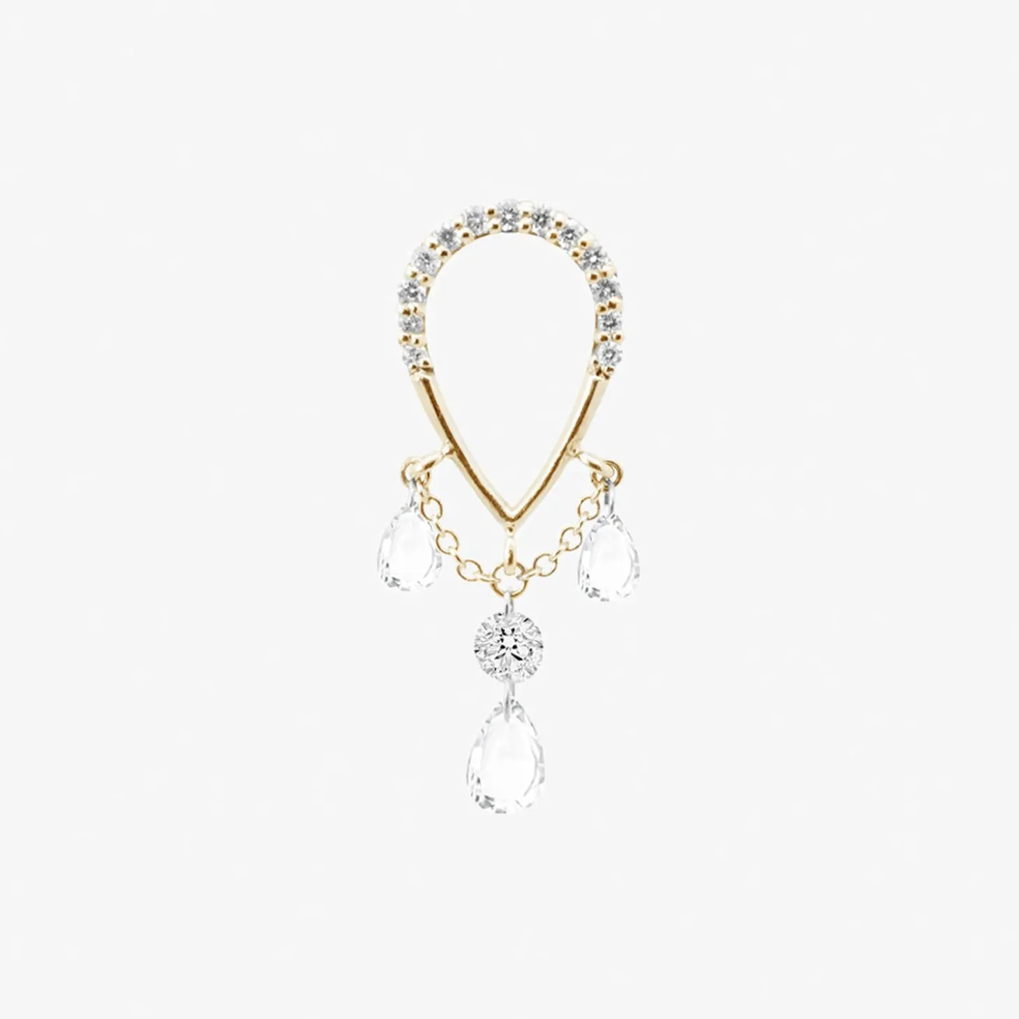 Suncatcher - 18Ct Gold, Pave Pear Triple Pear & Round Drop Earring (Single)^The Alkemistry Clearance