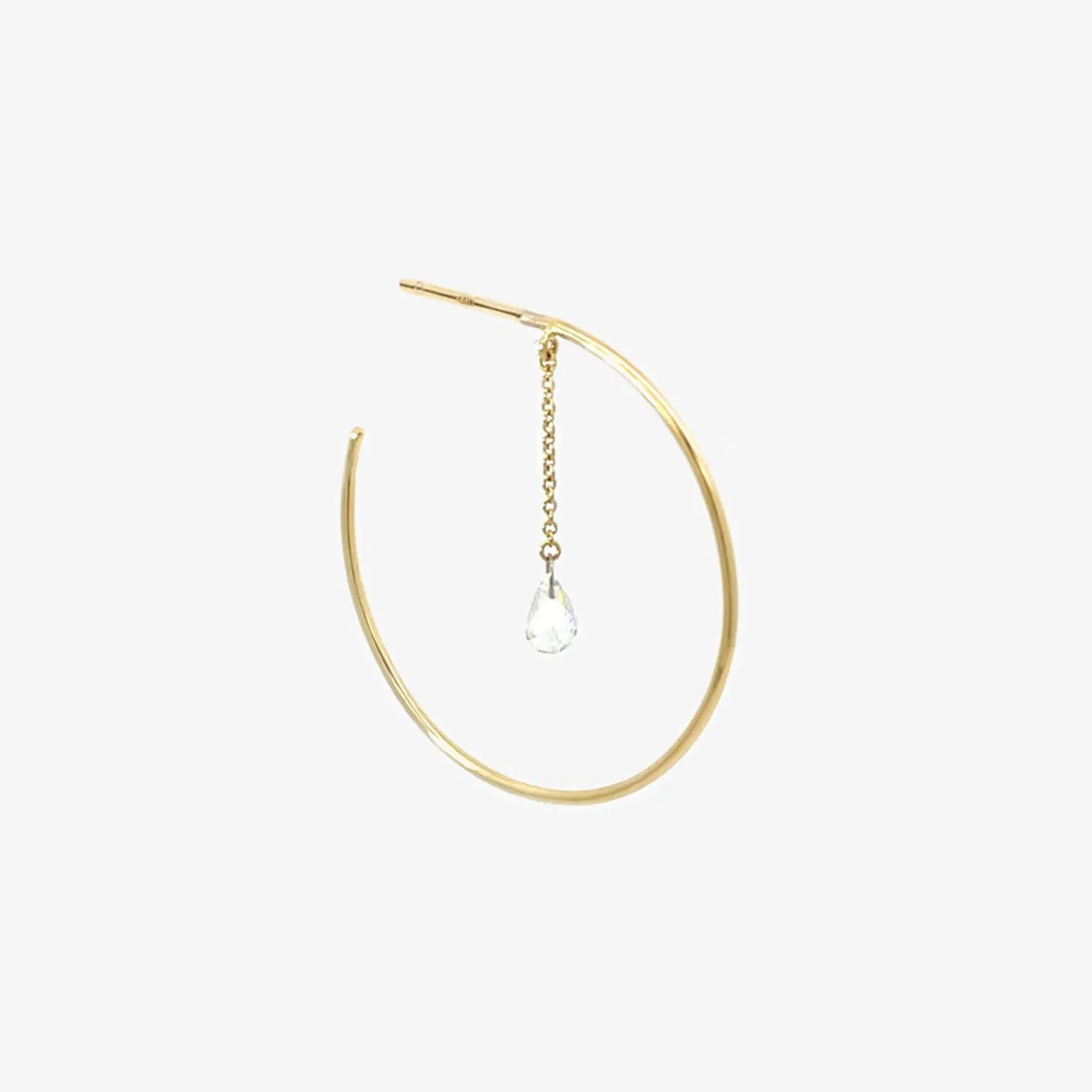 Suncatcher - 18Ct Gold, Rose Cut Diamond Hoop Earring (Single)^The Alkemistry Clearance