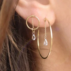 Suncatcher - 18Ct Gold, Rose Cut Diamond Hoop Earring (Single)^The Alkemistry Clearance
