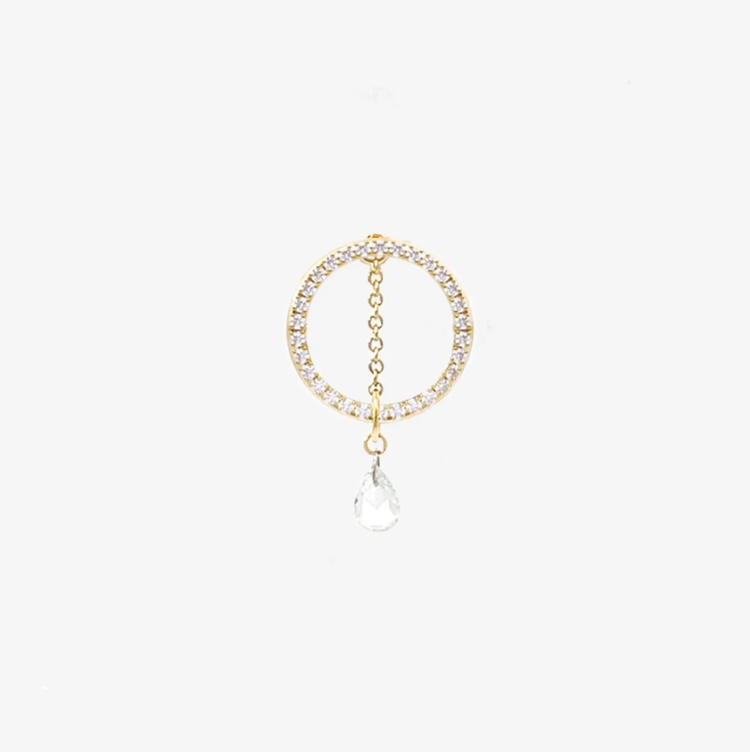 Suncatcher - 18Ct Gold, Rose Cut Diamond Pave Circle Earring (Single)^The Alkemistry Discount