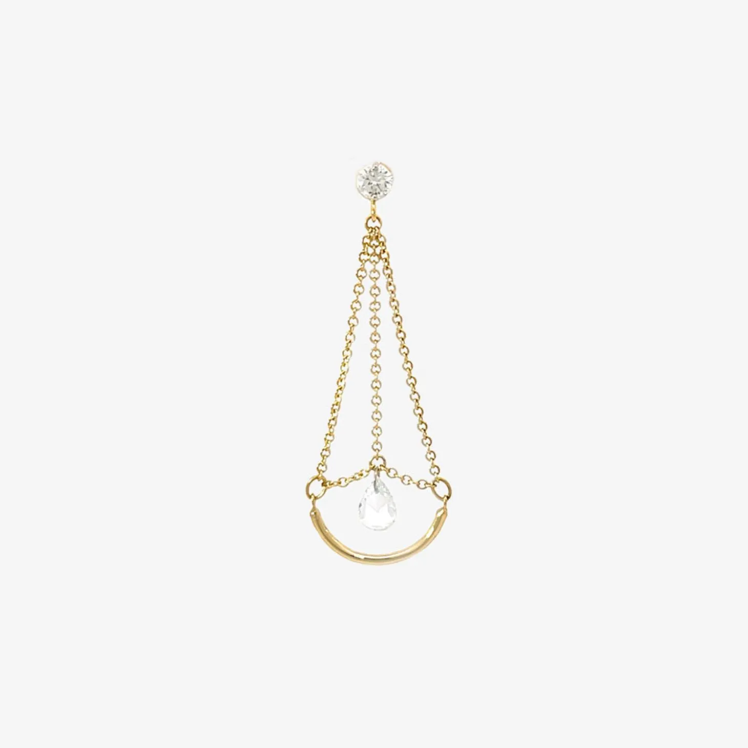 Suncatcher - 18Ct Gold, Rose Cut Diamond Pendulum Earring (Single)^The Alkemistry Hot