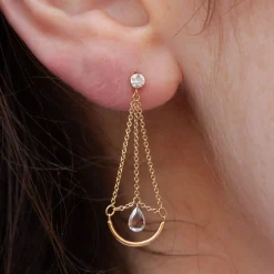 Suncatcher - 18Ct Gold, Rose Cut Diamond Pendulum Earring (Single)^The Alkemistry Hot