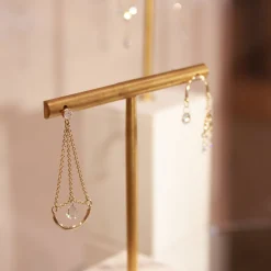 Suncatcher - 18Ct Gold, Rose Cut Diamond Pendulum Earring (Single)^The Alkemistry Hot
