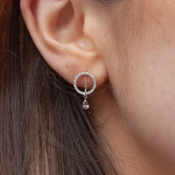 Suncatcher - 18Ct Gold, Rose Cut Diamond Pave Circle Earring (Single)^The Alkemistry Cheap
