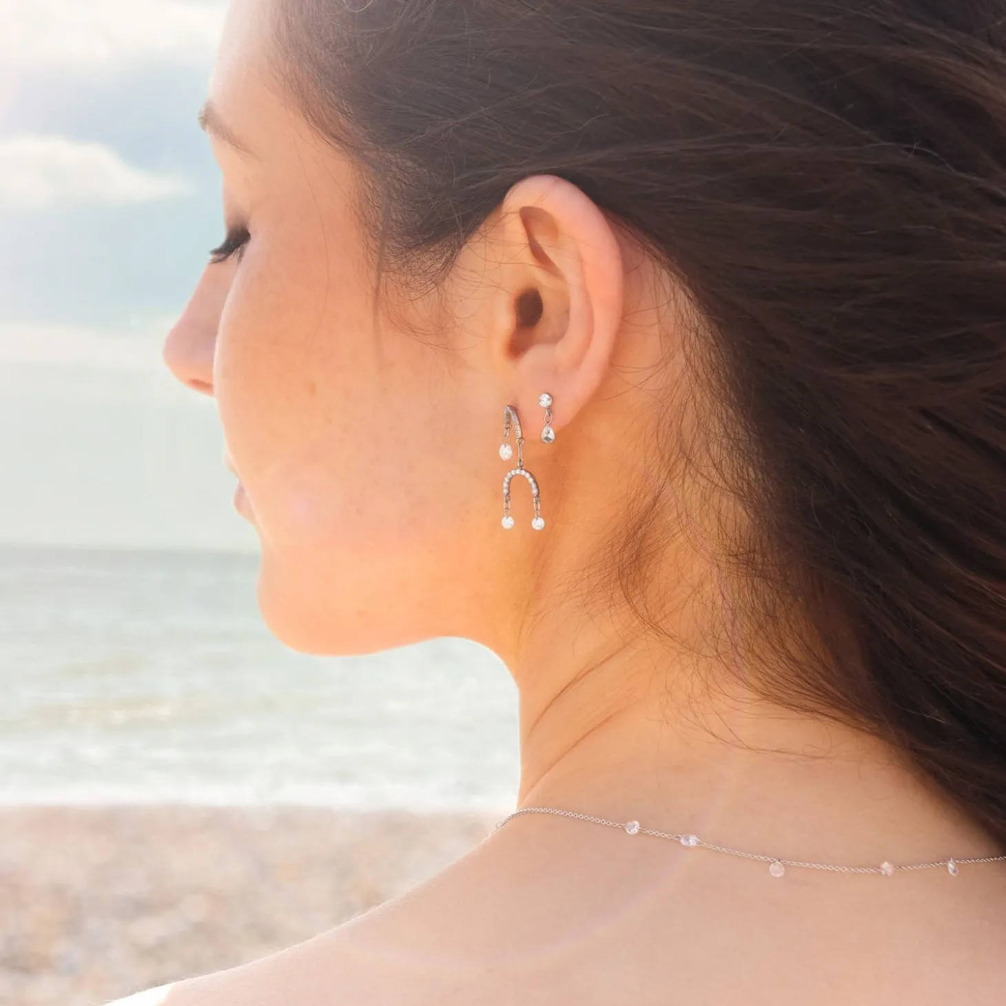 Suncatcher - 18Ct Gold, Rose Cut Diamond Drop Earring (Single)^The Alkemistry Store