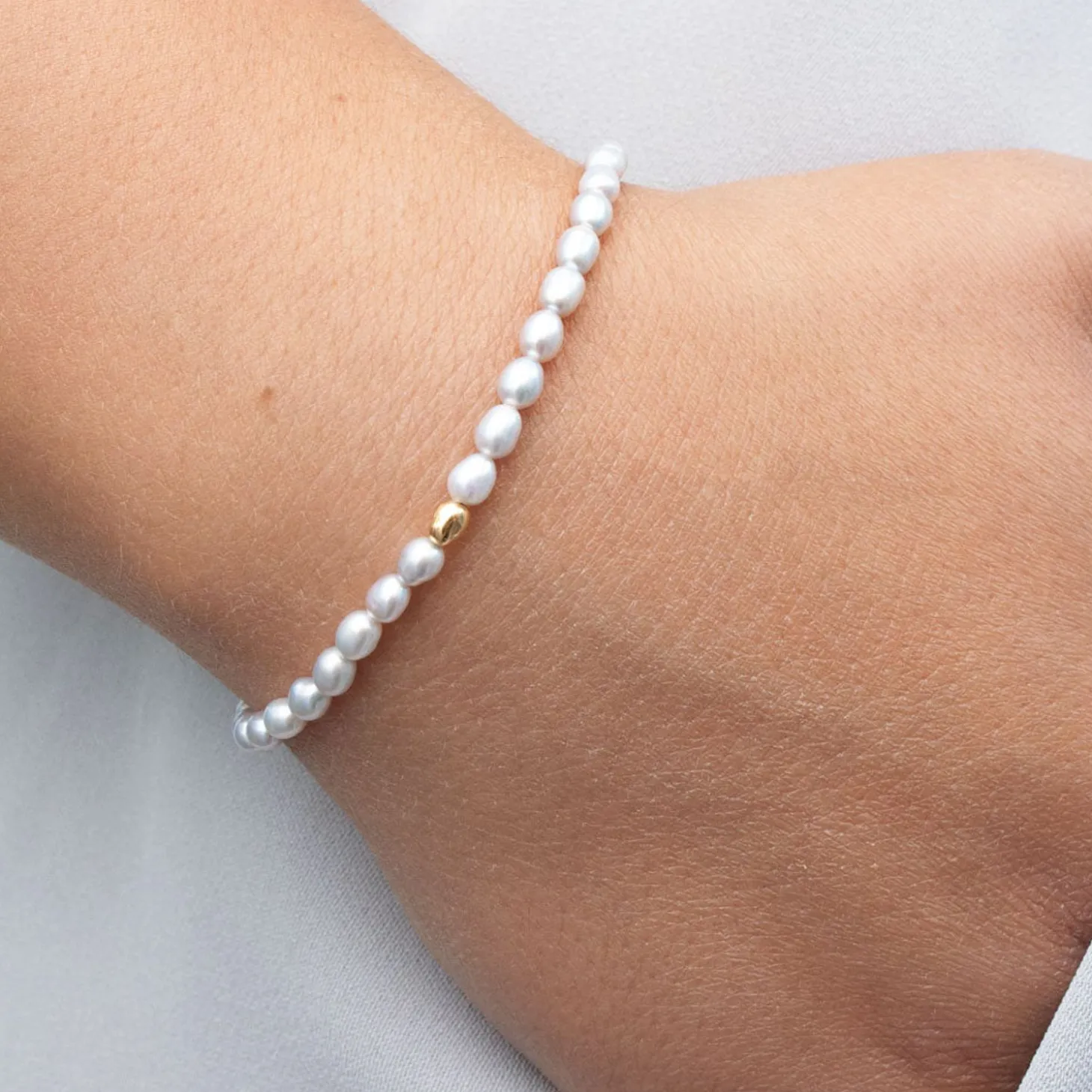 Vianna - 18Ct Gold, Grey Pearl And Gold Bead Bracelet^The Alkemistry Store