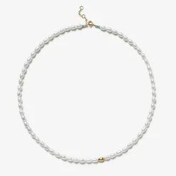 Vianna - 18Ct Gold, Large White Pearl And Large Gold Bead Necklace^The Alkemistry Outlet