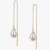 Vianna - 18Ct Gold, Large White Pearl Threader Earrings (Pair)^The Alkemistry Store