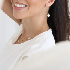 Vianna - 18Ct Gold, Large White Pearl Threader Earrings (Pair)^The Alkemistry Store