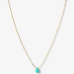 Vianna - 18Ct Gold, Small Turquoise Pear Drop Necklace^The Alkemistry New