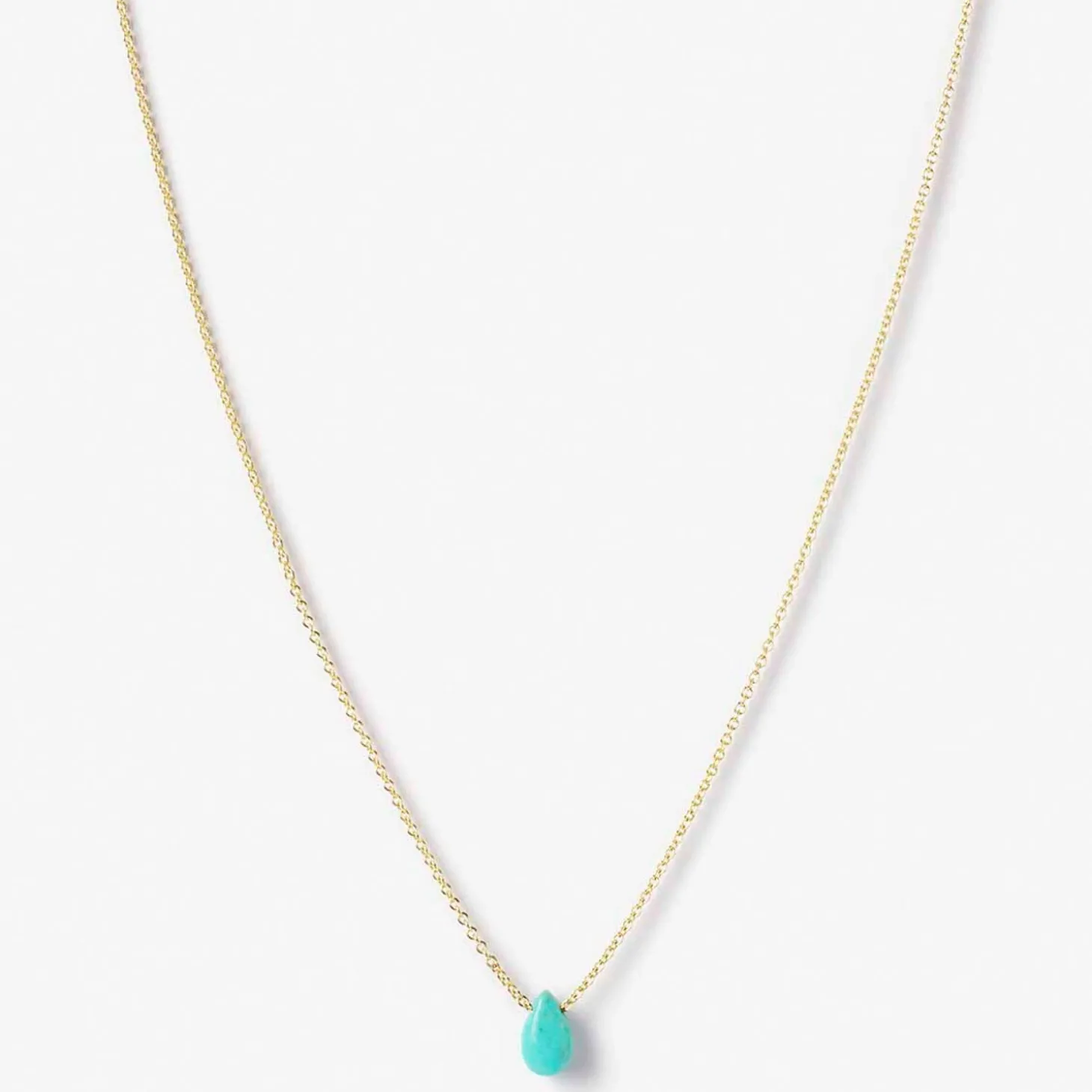 Vianna - 18Ct Gold, Small Turquoise Pear Drop Necklace^The Alkemistry New