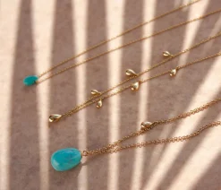 Vianna - 18Ct Gold, Small Turquoise Pear Drop Necklace^The Alkemistry New
