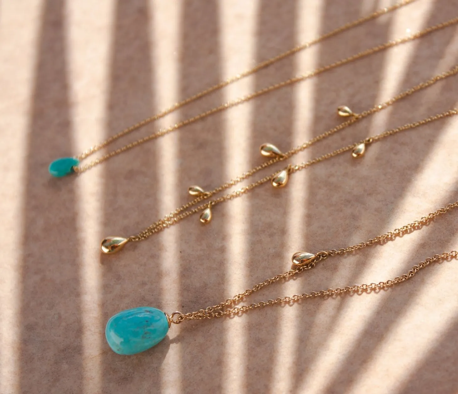 Vianna - 18Ct Gold, Small Turquoise Pear Drop Necklace^The Alkemistry New