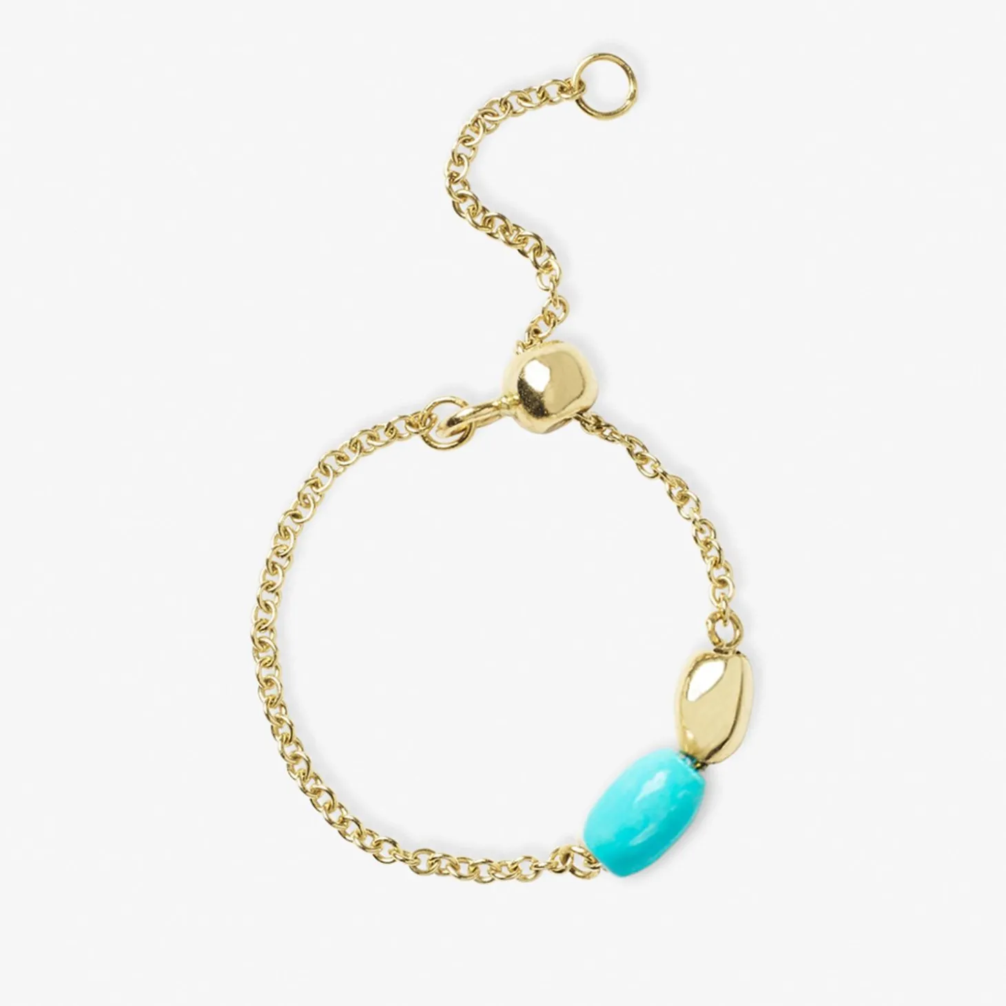 Vianna - 18Ct Gold, Turquoise And Gold Bead Chain Ring^The Alkemistry Cheap