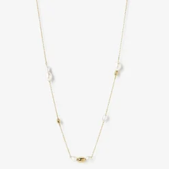 Vianna - 18Ct Gold, White Pearl And Gold Bead Chain Necklace^The Alkemistry New