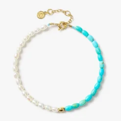 Vianna - 18Ct Gold, White Pearl, Turquoise And Gold Bead Bracelet^The Alkemistry Best