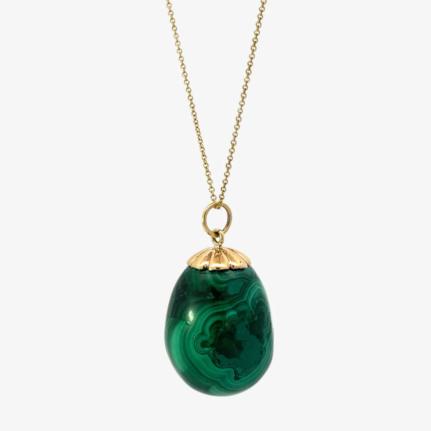 Vintage - 9Ct Gold, Malachite Egg Necklace^The Alkemistry Discount