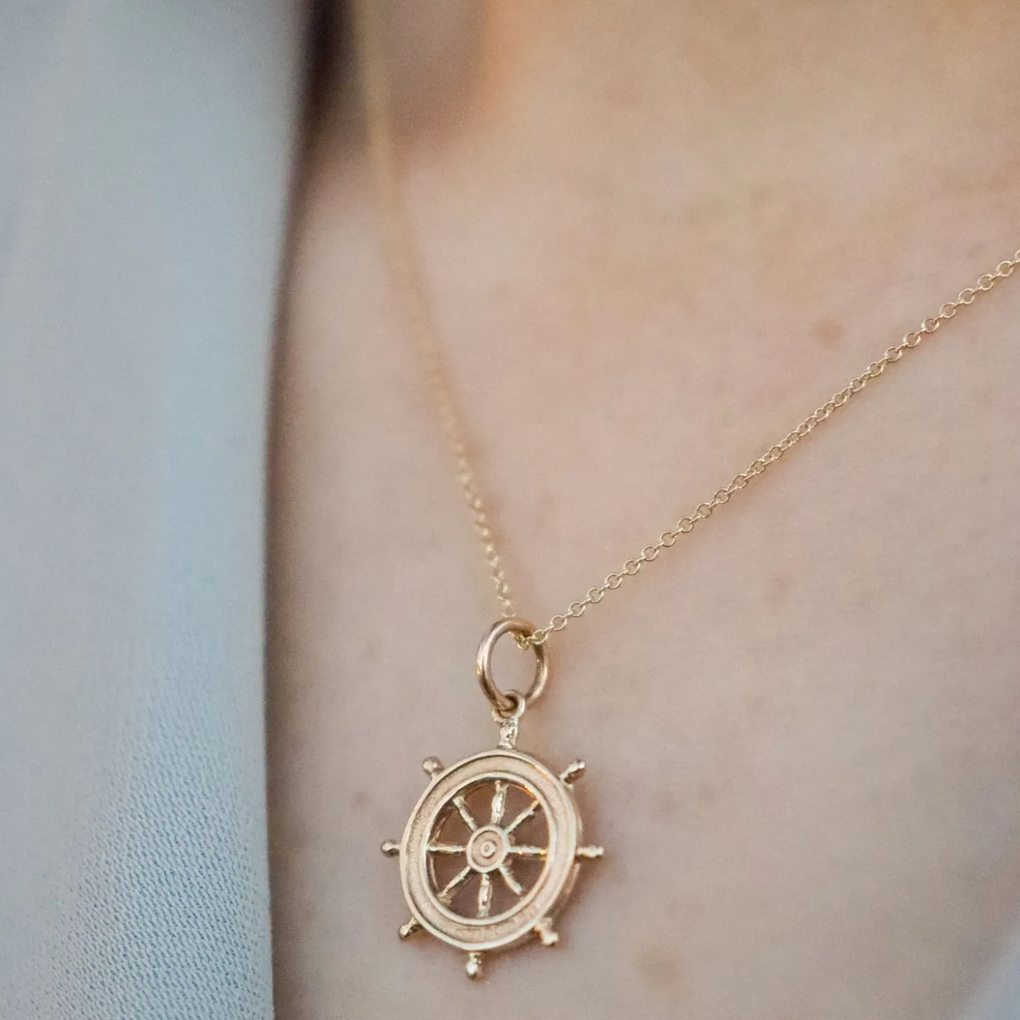 Vintage - 18Ct Gold, Nautical Wheel Charm Necklace Circa 1968^The Alkemistry Best Sale