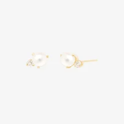 Zoe Chicco 14Ct Gold, Pearl And Diamond Stud Earrings (Pair)^The Alkemistry New